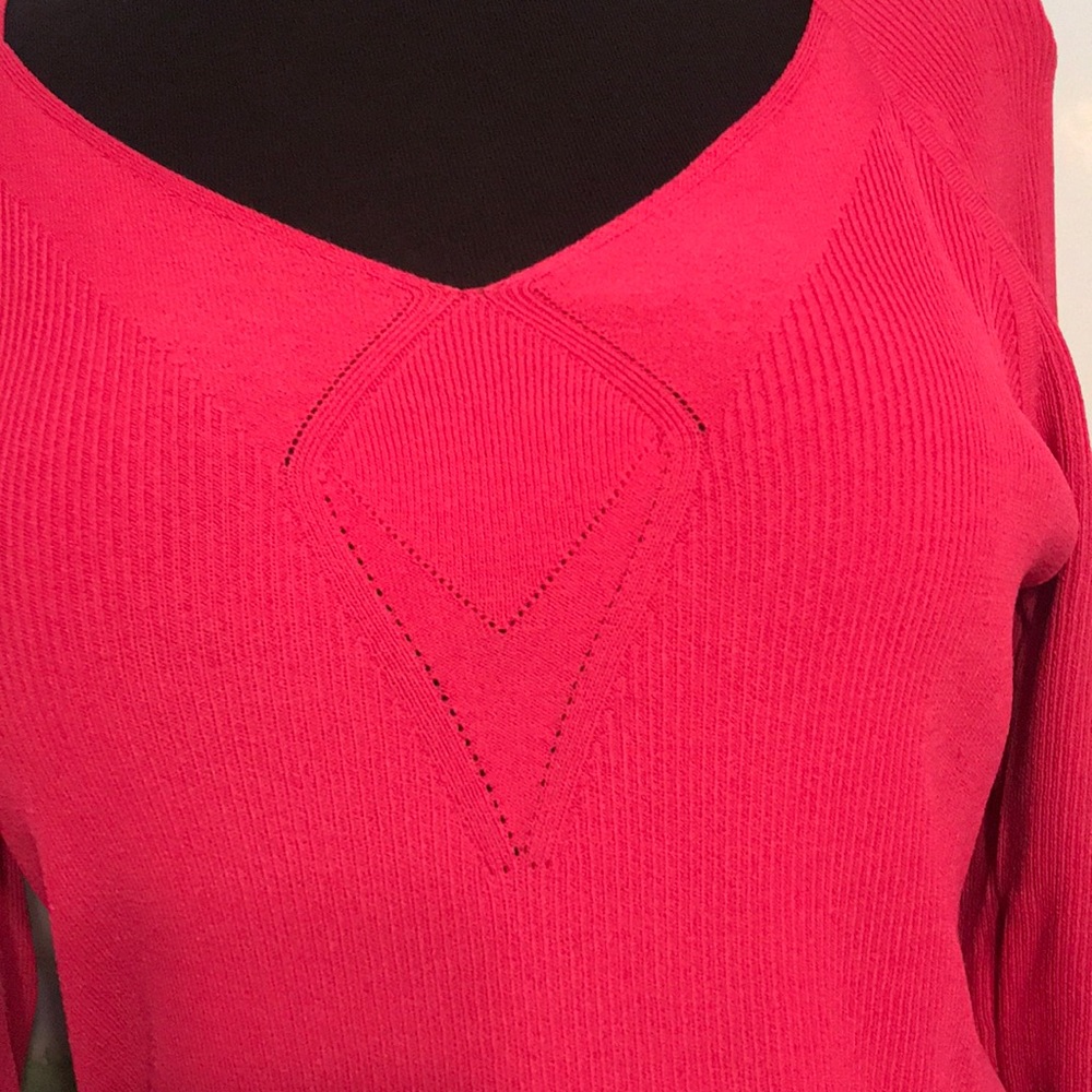 Sigrid Olsen v-neck ribbed sweater -great details - Picture 2 of 8